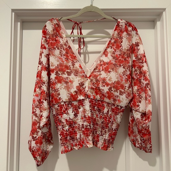 WAYF Floral Smoked Bottom Blouse - Picture 2 of 5